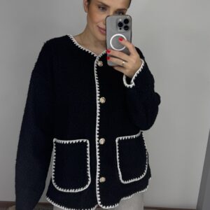 Teddy juodos spalvos kardiganas