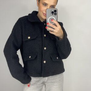 Teddy juodos spalvos švarkelis