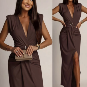 Rudos spalvos ilga suknelė cocoa