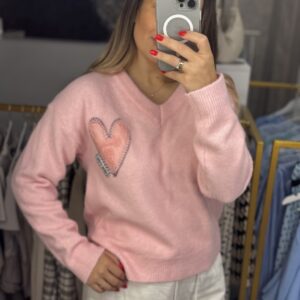 Rausvas megztinis Heart