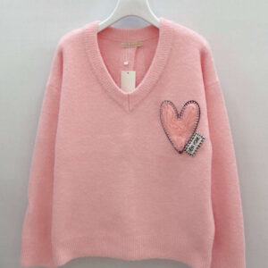 Rausvas megztinis Heart