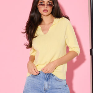 Geltonos spalvos megzta palaidinė