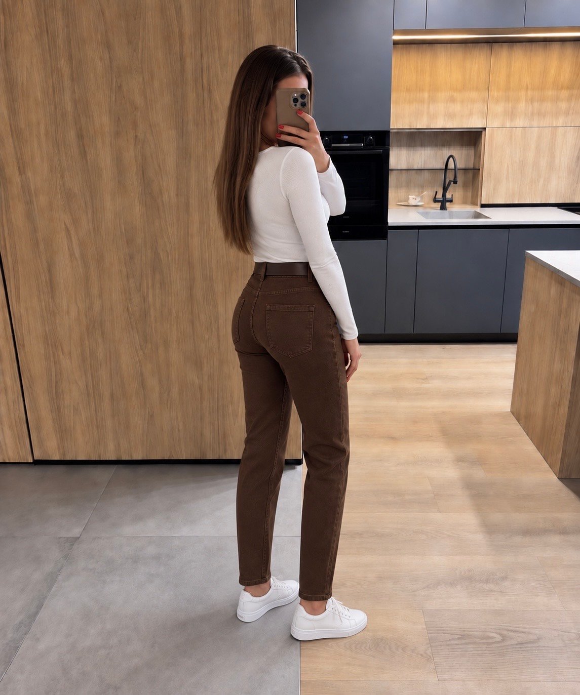 Rudi mom fit džinsai su diržu - Image 4